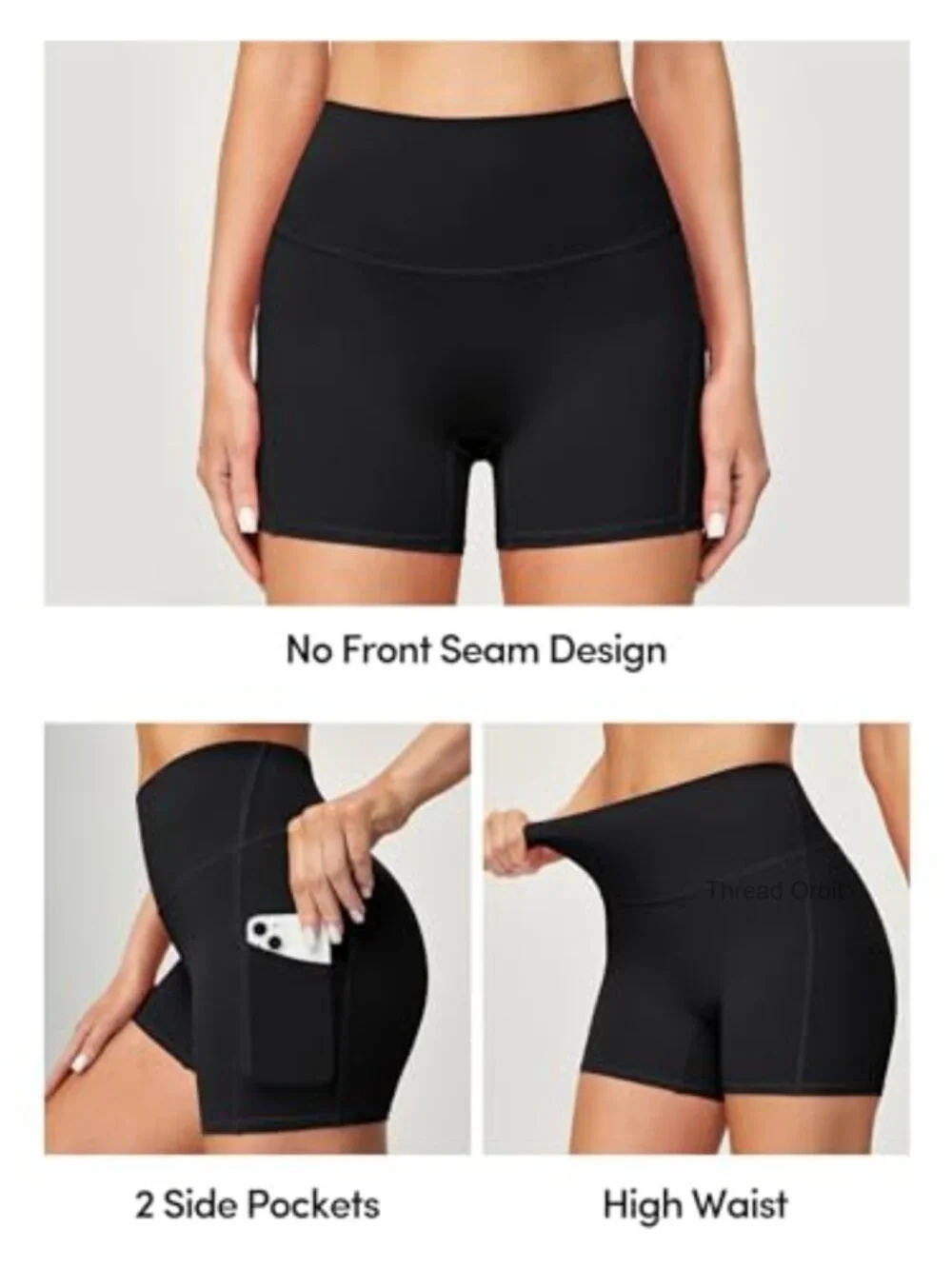 Biker Shorts Women with Pockets No Front Seam 4